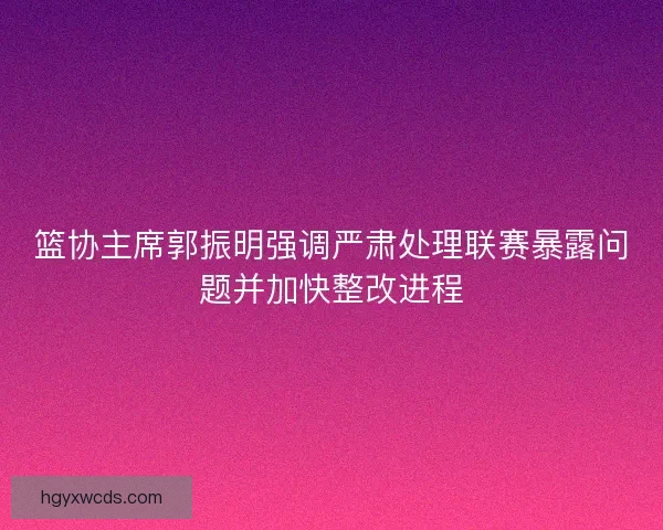 篮协主席郭振明强调严肃处理联赛暴露问题并加快整改进程
